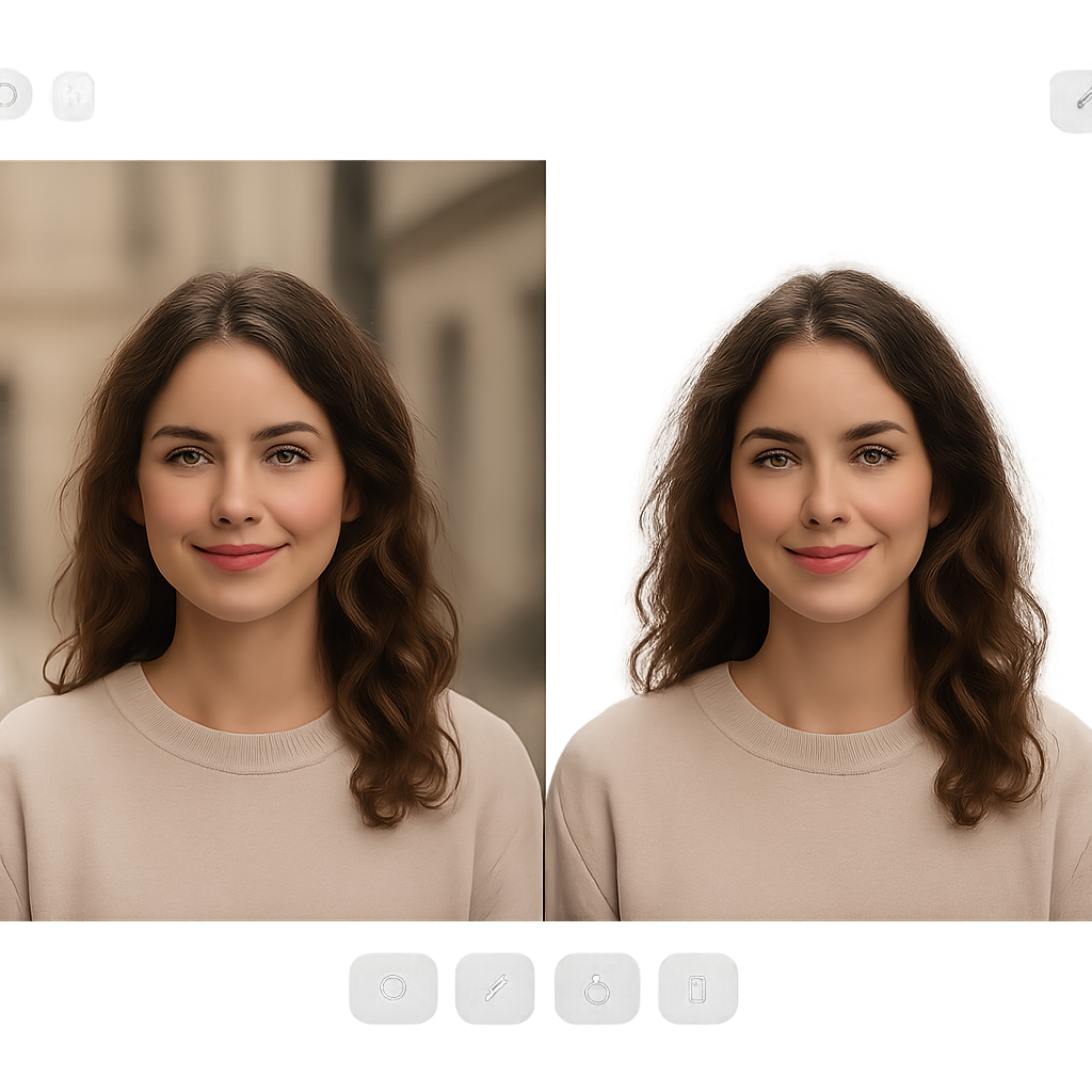 AI background removal interface showing before and after photo editing